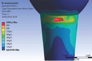 Maximum stress concentration for the M2 model – compressive forces. Maximum stress concentration for the M2 model – compressive forces.