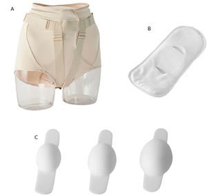 Components of the external pessary. Figure2A. adjustable panty-shaped support; Figura2B. tampon-like holder; Figure2C silicone cushion.