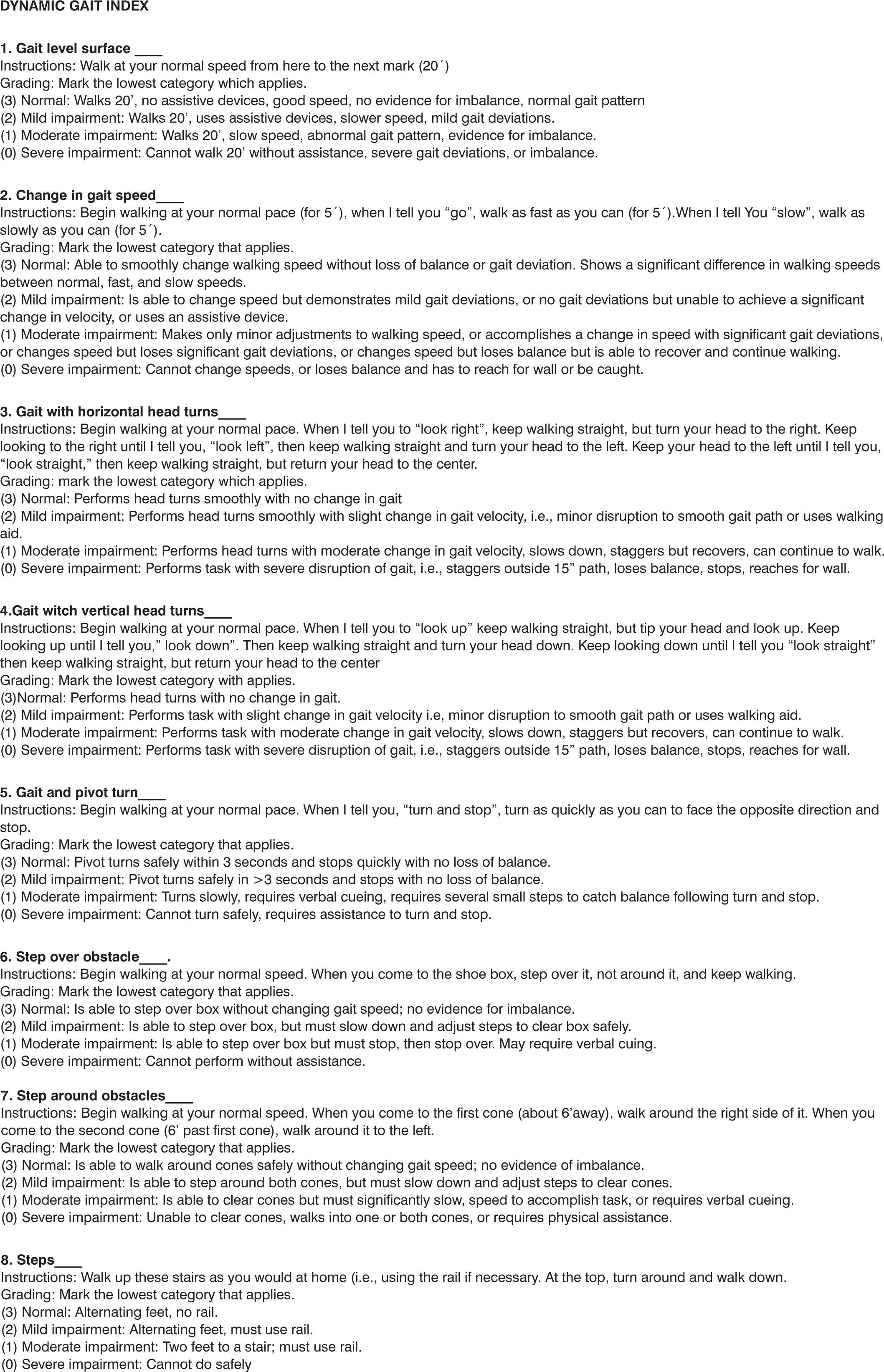 Dynamic Gait Index - Brazilian Version | Brazilian Journal of ...