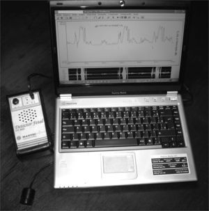Doppler sonar coupled to a notebook computer