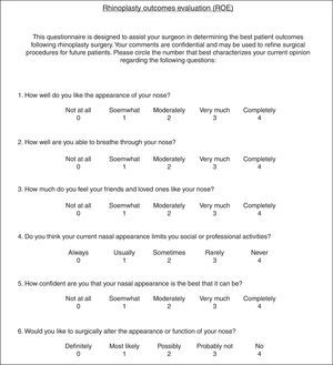English version of Rhinoplasty Outcomes Evaluation questionnaire.