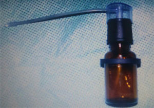 Atomizer used for drug application.