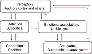 Schematic diagram of the neurophysiological model developed by Pawell Jastreboff.