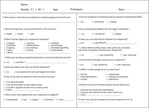 Specific questionnaire created for this research on Misophonia (Selective Sound Sensitivity Syndrome).