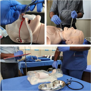 Demonstration of anterior nasal packing, tracheostomy tube care and assessment of nasogastric tube insertion with checklist by examiner.