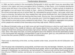 Transformation dimension in PRECE – interviewees’ lines. Source: Elaborated by the authors.