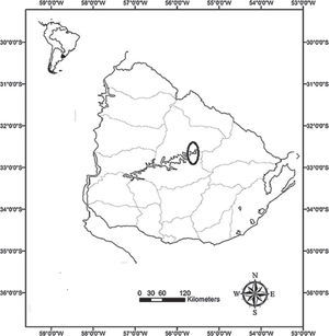 Zona de estudio en la cuenca del Río Negro, Uruguay.