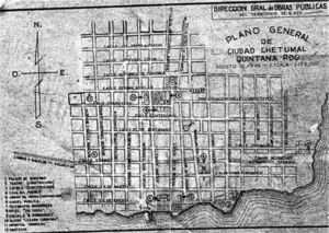 Traza urbana de Chetumal en 1946. Fuente: Archivo General del Estado de Quintana Roo.