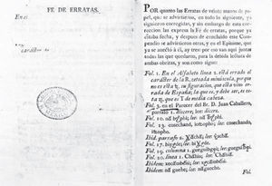 Fe de erratas tapada del ejemplar de Ramírez del Fondo de Origen. Acervo: Biblioteca Nacional de México.