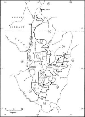 Mapa de Colotlán y Chalchihuites/Nueva Tlaxcala