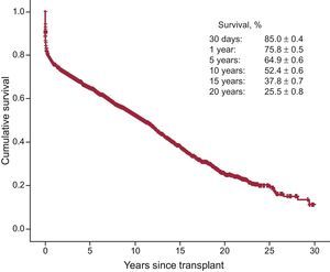 Overall survival curve for the whole series.