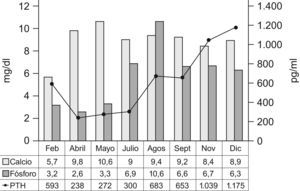 Imágenes comparadas de la progresión de las calcificaciones a nivel de grandes vasos abdominales.