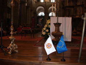 Bendición de la bandera de la SEDYT por el Sr. arzobispo de Santiago de Compostela (La Coruña).