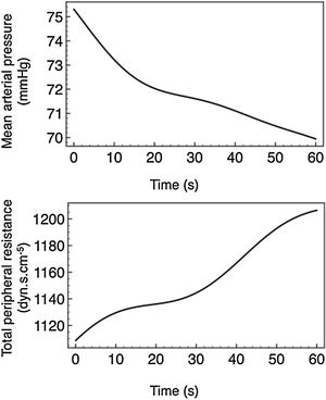 Data shown are average of 1min of a continuous register of mean arterial pressure, and systemic vascular resistance of each subject.