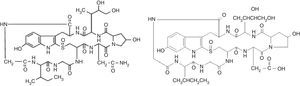 α -amanitina y β -amanitina.