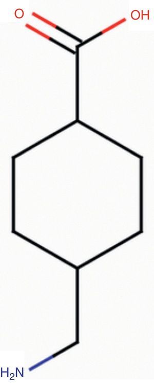 Estructura molecular del ácido tranexámico.