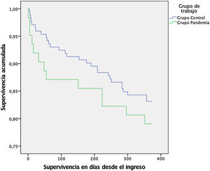 Gráfico con la curva de supervivencia de Kaplan-Meier para la mortalidad durante el primer año desde el diagnóstico.