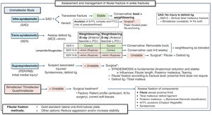Algorithm for the assessment and management of fibular fractures in ankle fractures.