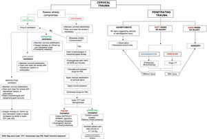 Cervical treatment management. Airway and penetrating trauma.