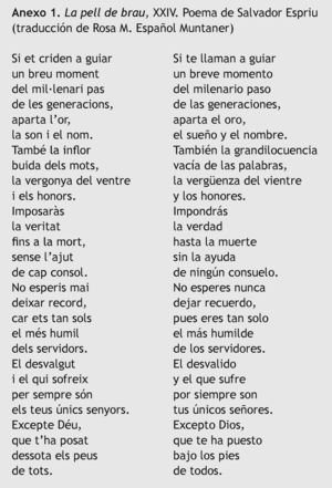 La pell de brau, XXIV. Poema de Salvador Espriu (traducción de Rosa M. Español Muntaner.