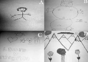 Dibujos realizados por la paciente en distintas fases del tratamiento.