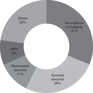 Diagnostic findings in the histology of margin revision surgery. MFH: malign fibrohistiocytoma.