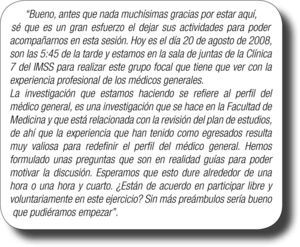 Ejemplo de declaración inicial de un grupo focal donde se especifican los contratos.