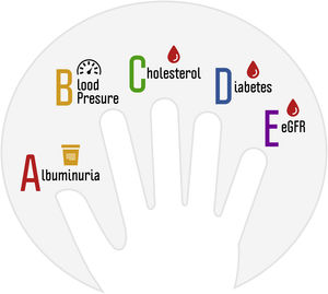 Proposed ABCDE infographic of cardiovascular risk factors.