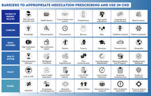 Depiction of the spectrum of factors impacting implementation of timely and quality kidney care. CKD, chronic kidney disease; NCD, noncommunicable disease; UHC, universal health coverage.