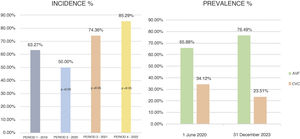 Incidence and prevalence of AVF after initiation of VA ultrasound consultation.