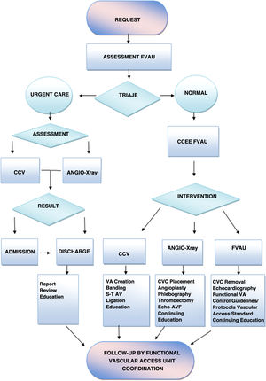 Flow diagram of the functional vascular access unit.