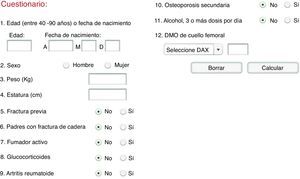Herramienta de cálculo (disponible on-line en: http://www.shef.ac.uk/FRAX/).
