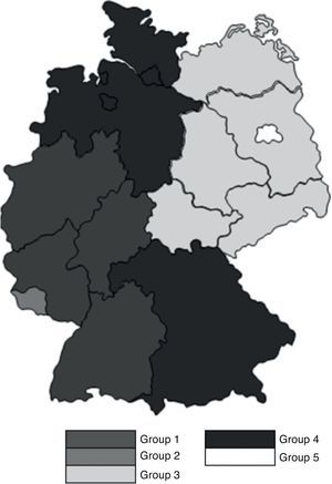 Geographical distribution of the German states.