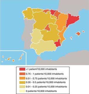 Rates of electroconvulsive therapy usage in autonomous communities. Spain, 2012.