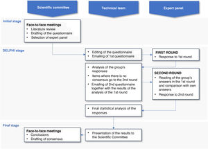 Flowchart of the stages in the drafting of the information sheet for patients under treatment with lithium salts.