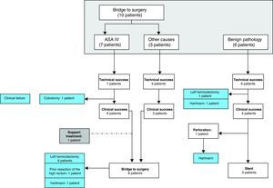 Flowchart of bridge to surgery patients treated using stents.