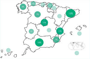 Geographical distribution of the participants.