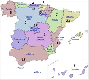 Distribution of hospitals that participated in the study.