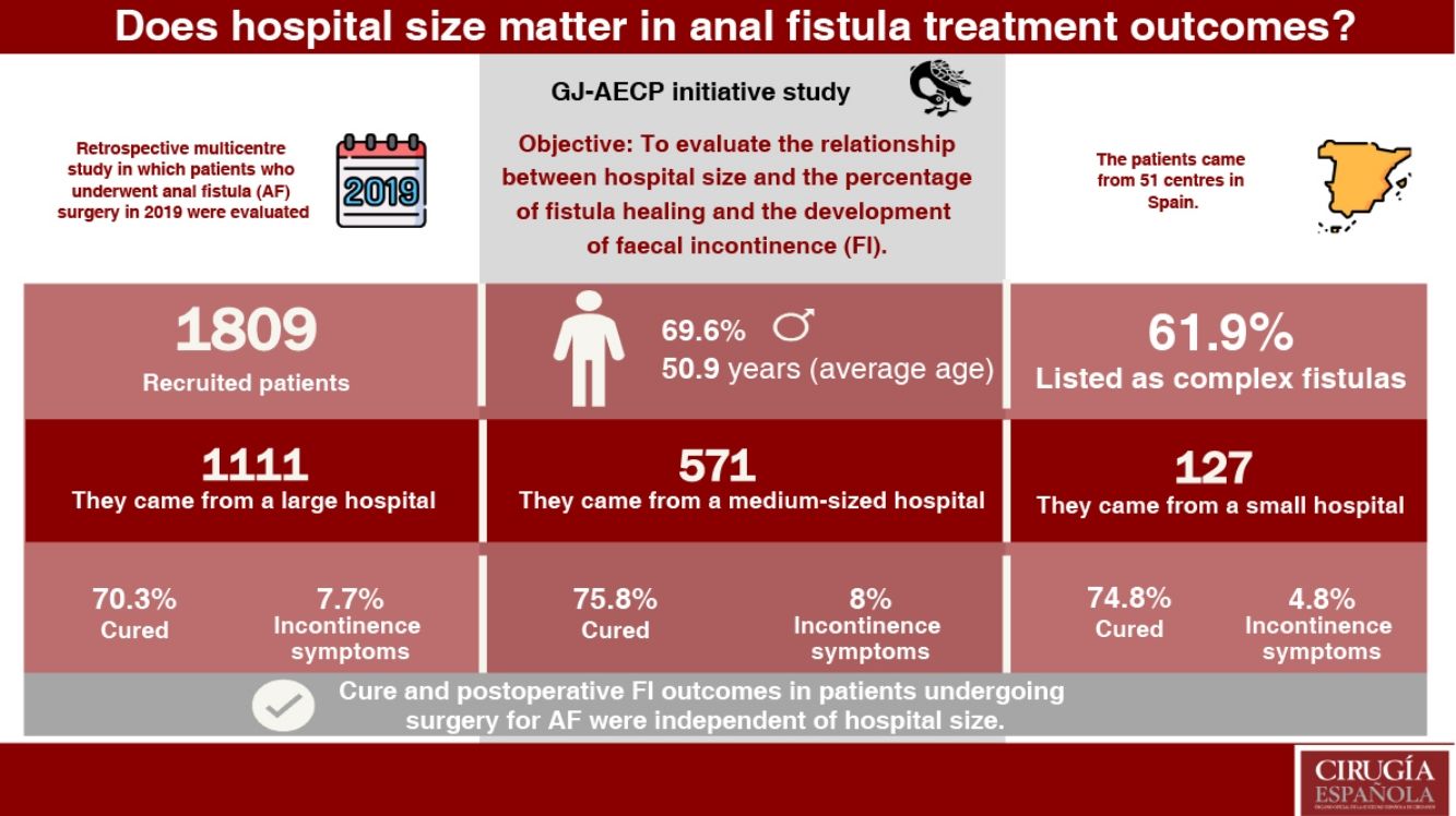 National observational study about the surgical treatment of anal fistula:  Does the kind of hospital modify the results? | Cirugía Española (English  Edition)
