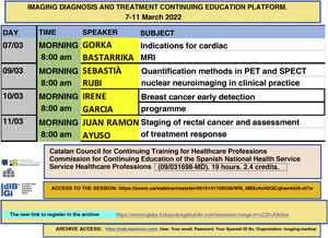 Girona Imaging Diagnosis and Treatment Continuing Education Platform. This platform has made it possible to maintain clinical sessions during the pandemic and is a good example of the use of Zoom to conduct online accredited continuing education webinars.