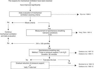 Mechanical ventilation weaning algorithm.8–11