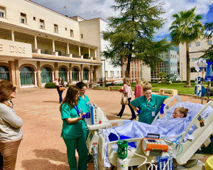 A patient walking through the outdoor gardens of the hospital (reproduced with permission).
