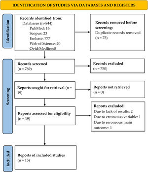 PRISMA 2020 flow: diagram of the selection process of the primary studies included.
