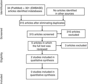 Flowchart documenting the search and selection of studies.