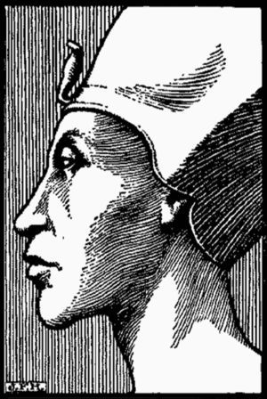 Engraving depicting pharaoh Amenhotep IV.