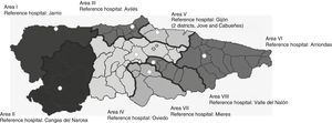 Healthcare areas in Asturias. Source: Modified from Benavente et al.21