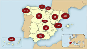 Total number of cases per autonomous community.