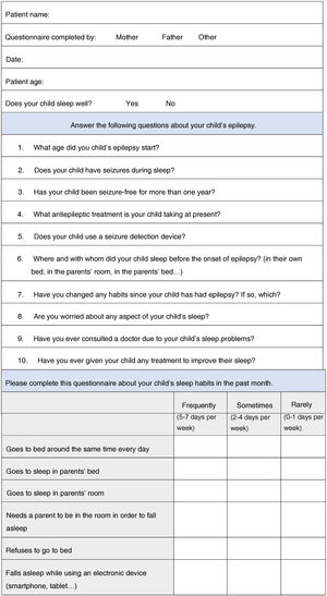 Ad hoc questionnaire about sleep hygiene.