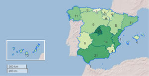 Distribution of participants by autonomous community (information not available from one participant).