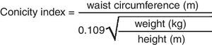 The conicity index proposed by Valdez15 to assess obesity and body fat distribution.